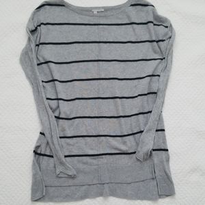 Halogen Tunic Sweater Black stripe w gray LS Med